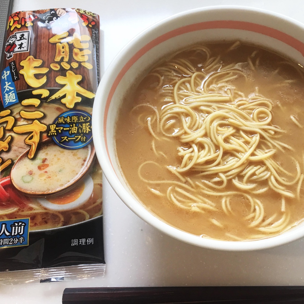 Mì Ramen Kumamoto Mokkos Vị Heo, Gà & Cá Nhập Khẩu Nhật Bản Gói 123g