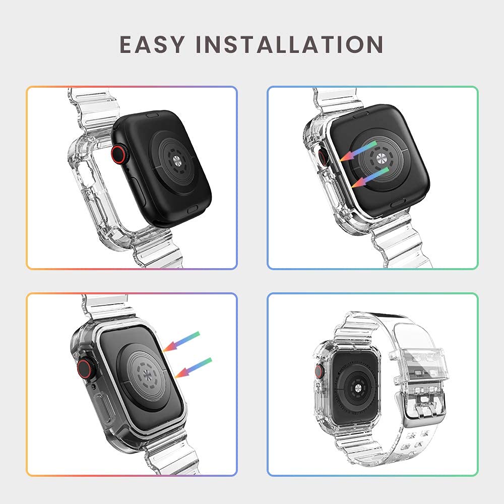 Dây Đeo Silicone Trong Suốt Cho Đồng Hồ Thông Minh iwatch Series7 6 Se 5/4 321 45/44/42mm 41/40/38mm