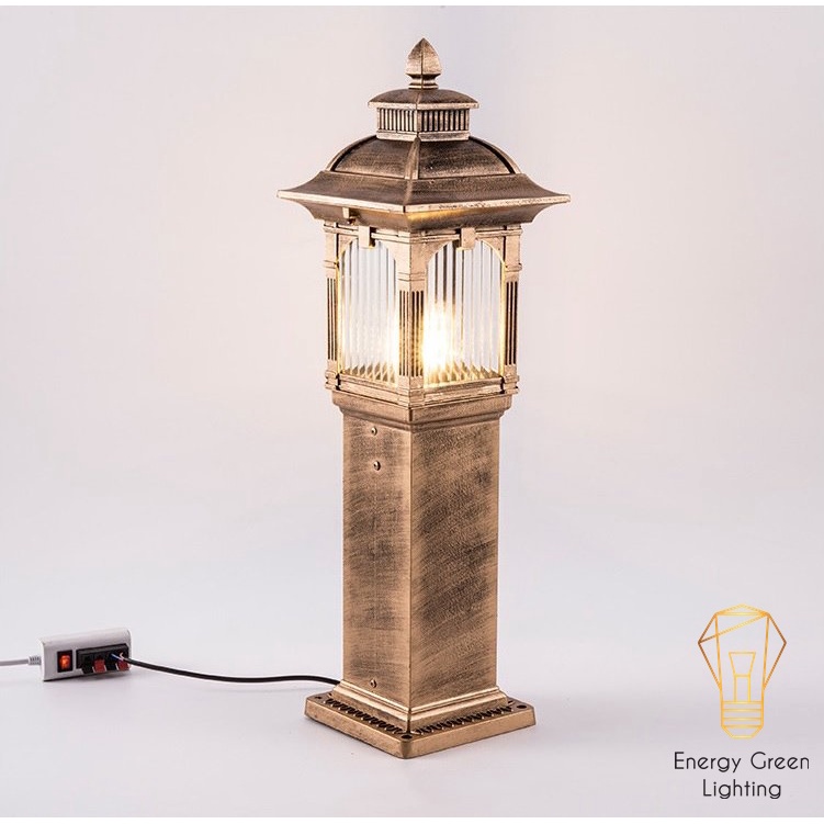 Đèn Cột Trang Trí Sân Vườn Cổ Điển Energy Green Lighting DSV-1172 Chống Nước - Chiều Cao 62cm - Cắm Điện 220V - Kèm Bóng