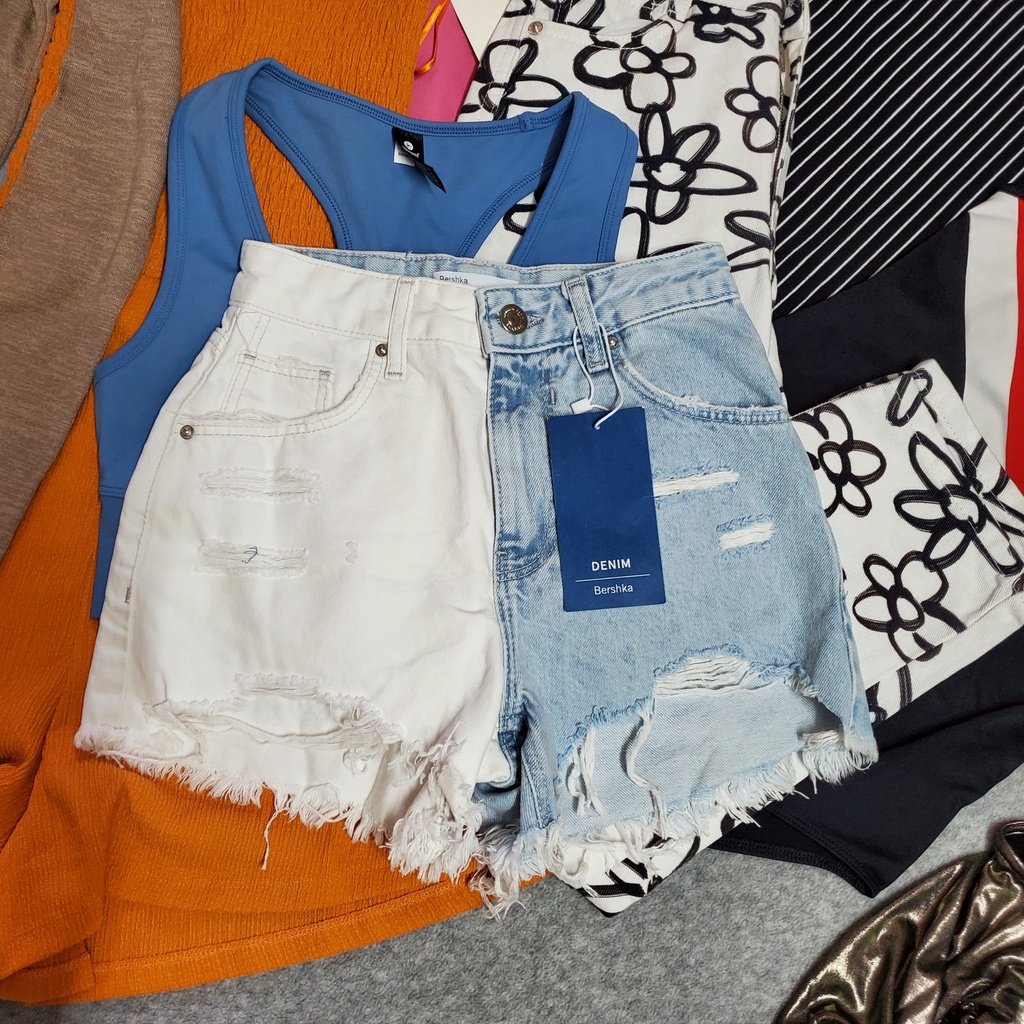 Quần short jean lưng cao 2 màu Berskha