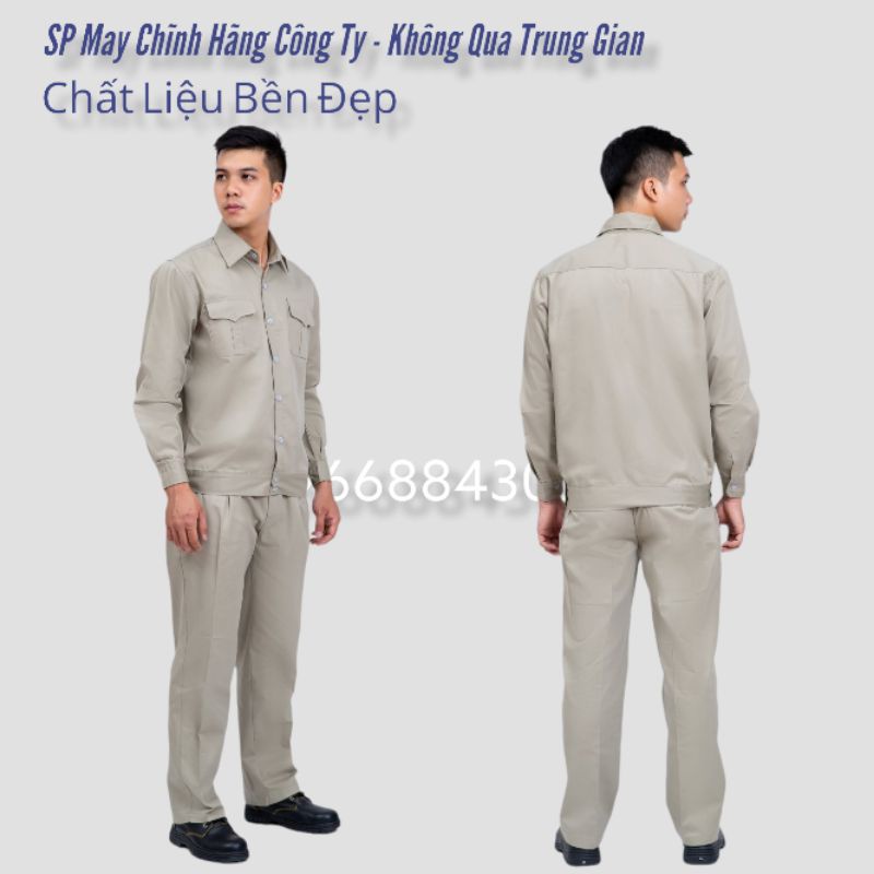 Đồ Bảo Hộ Lao Động, Quần Áo Bảo Hộ Lao Động, Đồng Phục Nhân Viên, Công Nhân Vải KaKi Màu Ghi DN06