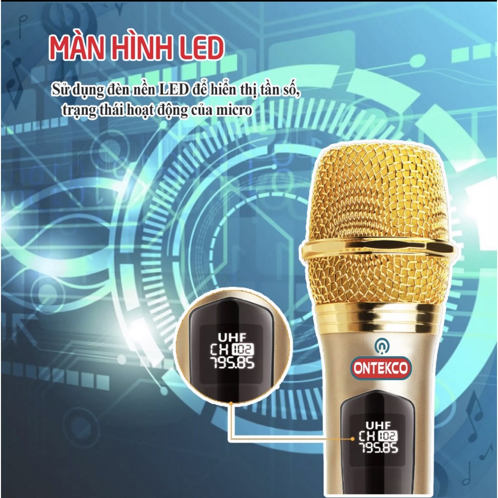 Trọn bộ 2 micro chính hãng ONTEK VIETNAM E6s bản nâng cấp E6 đa năng dùng cho loa kéo, âm ly hát karaoke đỉnh cao