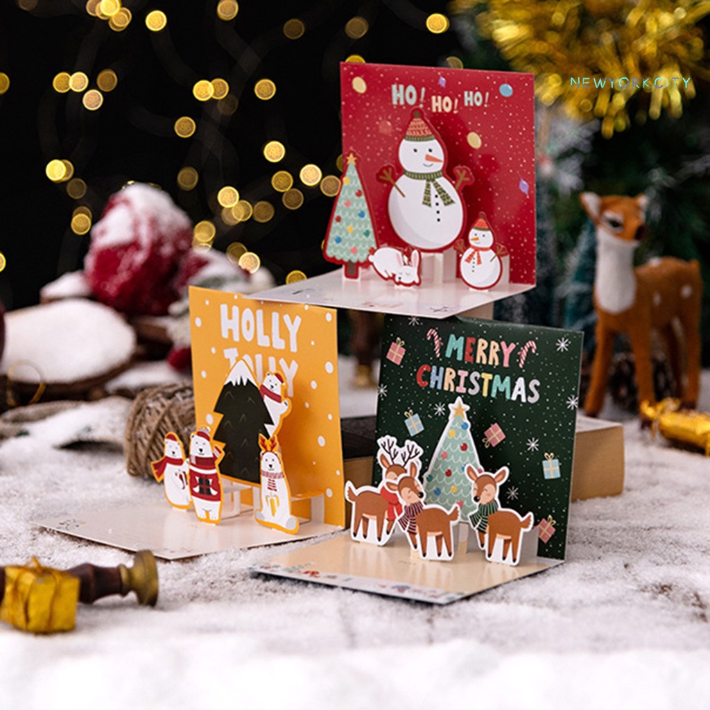 1 Bộ Thiệp Chúc Mừng Giáng Sinh 3D Bằng Giấy In Họa Tiết Phong Cách Giáng Sinh Quyến Rũ