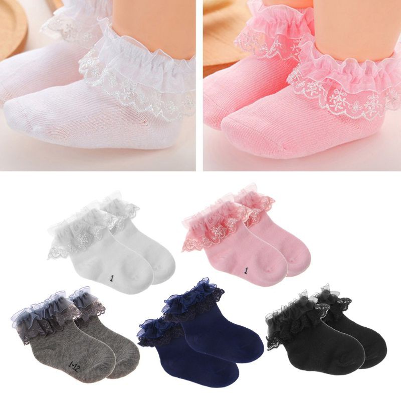 Vớ Cotton Phối Ren Kiểu Công Chúa Cho Bé Gái Sơ Sinh