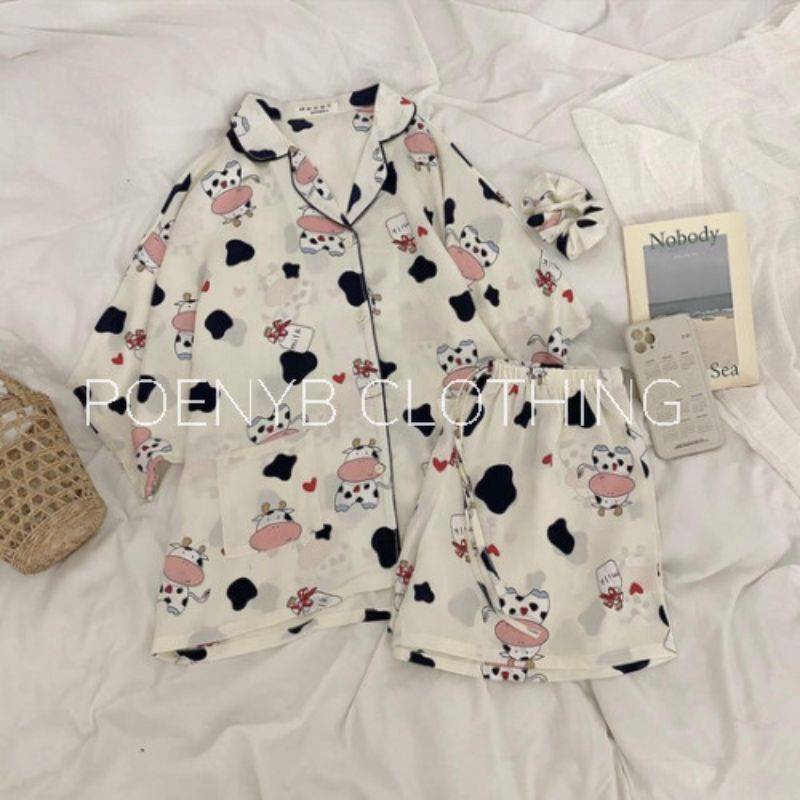 Đồ Bộ PYJAMA Bò Sữa/ Đào/ Cừu/Tim /Gấu POENYB Kiểu bánh bèo dễ thương mặc ngủ ở nhà Ulzzang | BigBuy360 - bigbuy360.vn