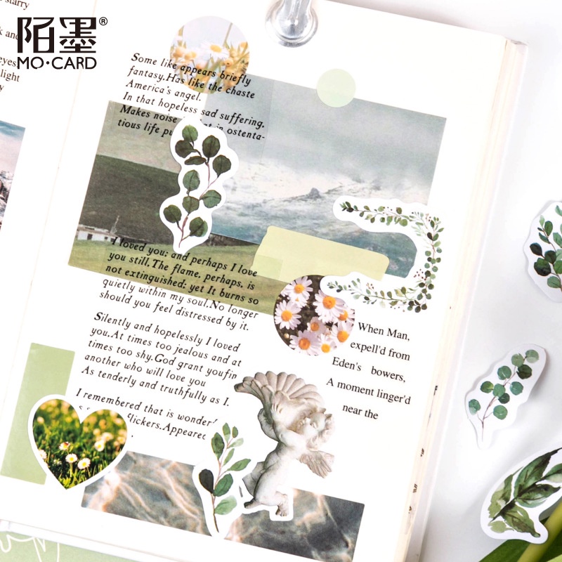 Enjoymore 🌿 Hộp 46 Miếng Dán Cây Cối Hoa Lá Xinh Xắn Trang Trí Sổ Scrapbook Bullet Journal Hình Dán Sticker Nhãn