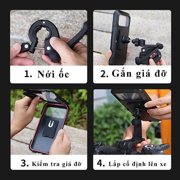 Kẹp Điện Thoại Xe Đạp , Xoay 360 , Dễ Lắp Đặt,  Gắn Xe Đạp , XE MÁY Có Cảm Ứng , Chống Thấm Nước Tiện Lợi.