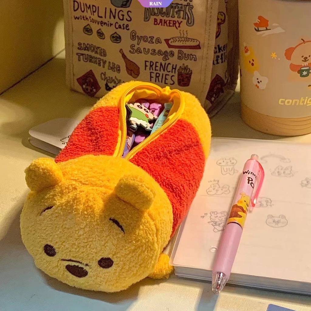 1 Túi Đựng Bút Chì / Đồ Trang Điểm Cỡ Lớn Hình Gấu Pooh Hoạt Hình Bằng Lông Cho Học Sinh Trung Học