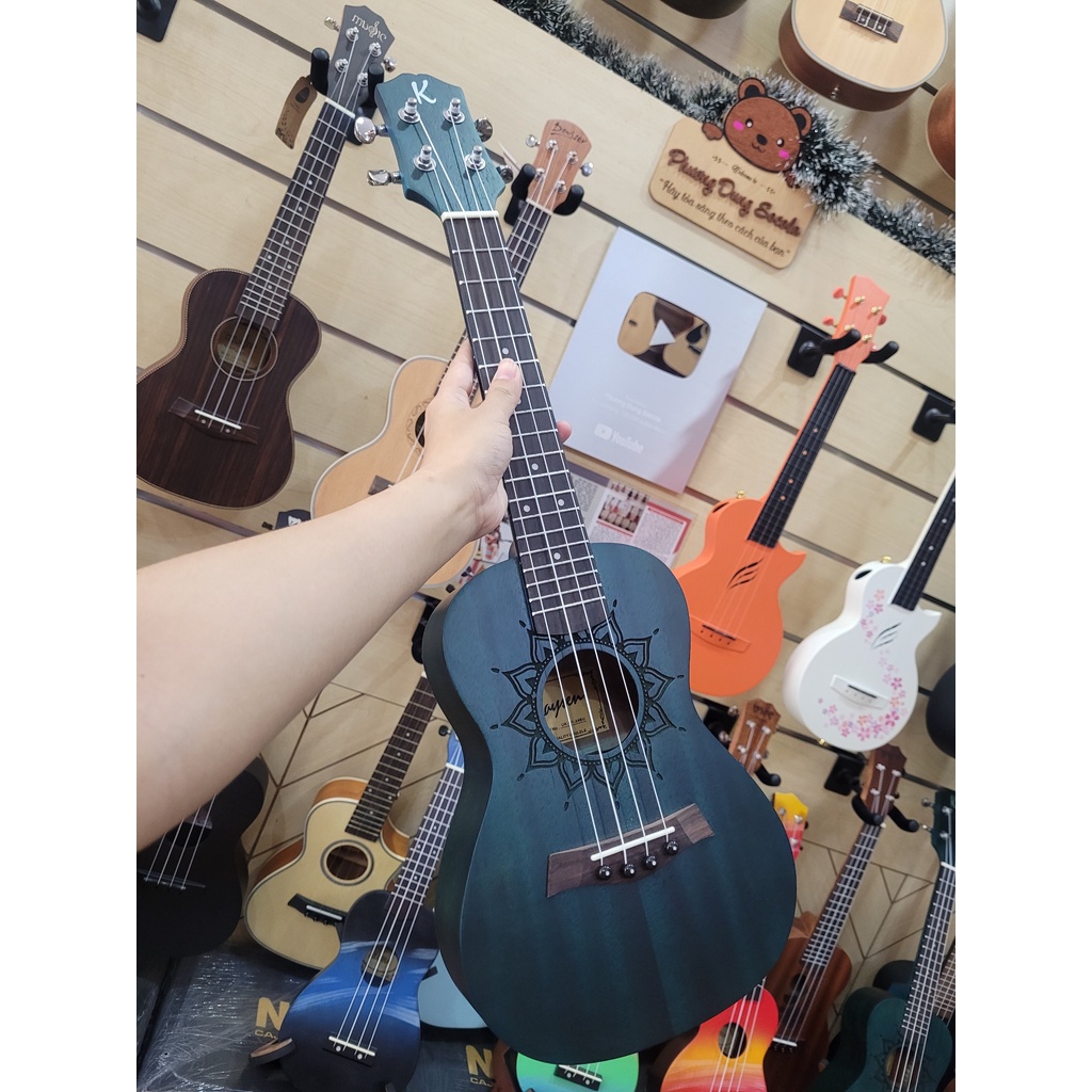 Đàn Ukulele Gỗ chính hãng Kaysen size Concert  - Màu Xanh Đen