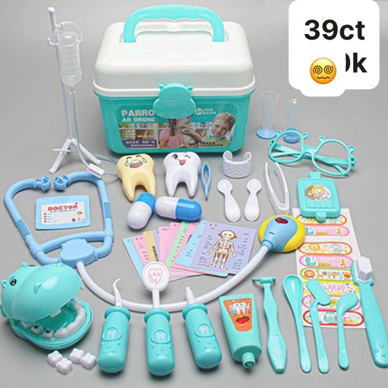 Đồ chơi bác sĩ 39 chi tiết có 2 màu xanh và hồng  cho bác sĩ tí hon