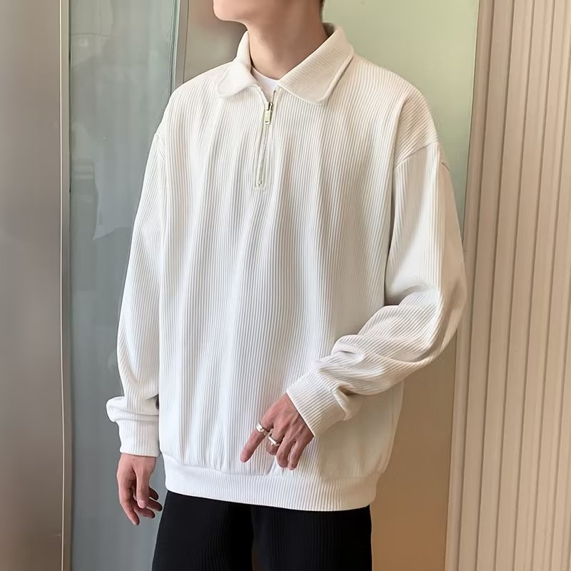 Áo Thun polo Cao Cấp Có Khóa Kéo Nửa Màu Sắc Tươi Sáng Phong Cách Đường Phố Ruffian 4 Màu M-2XL