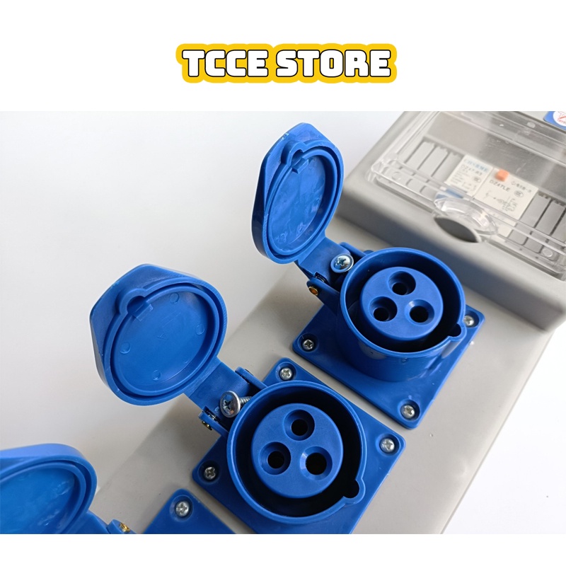 Hộp nguồn công nghiệp thi công chống nước 1 pha thiết kế 2 ổ cắm đa năng, 2 ổ cắm công nghiệp 1 pha