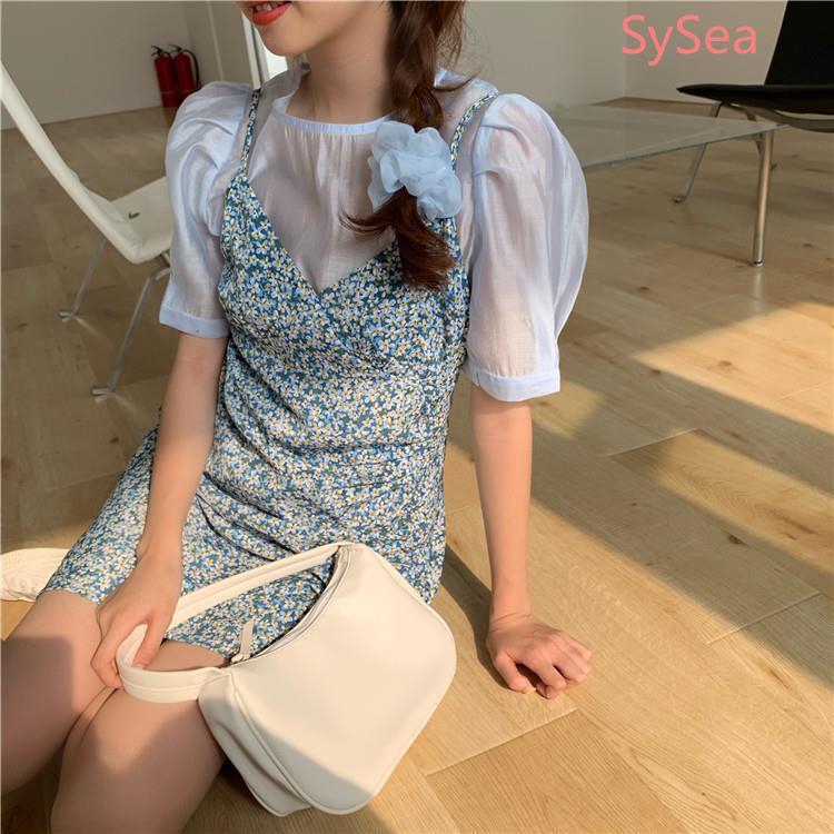 Set đồ hai mảnh áo chiffon + đầm hoa hai dây | BigBuy360 - bigbuy360.vn