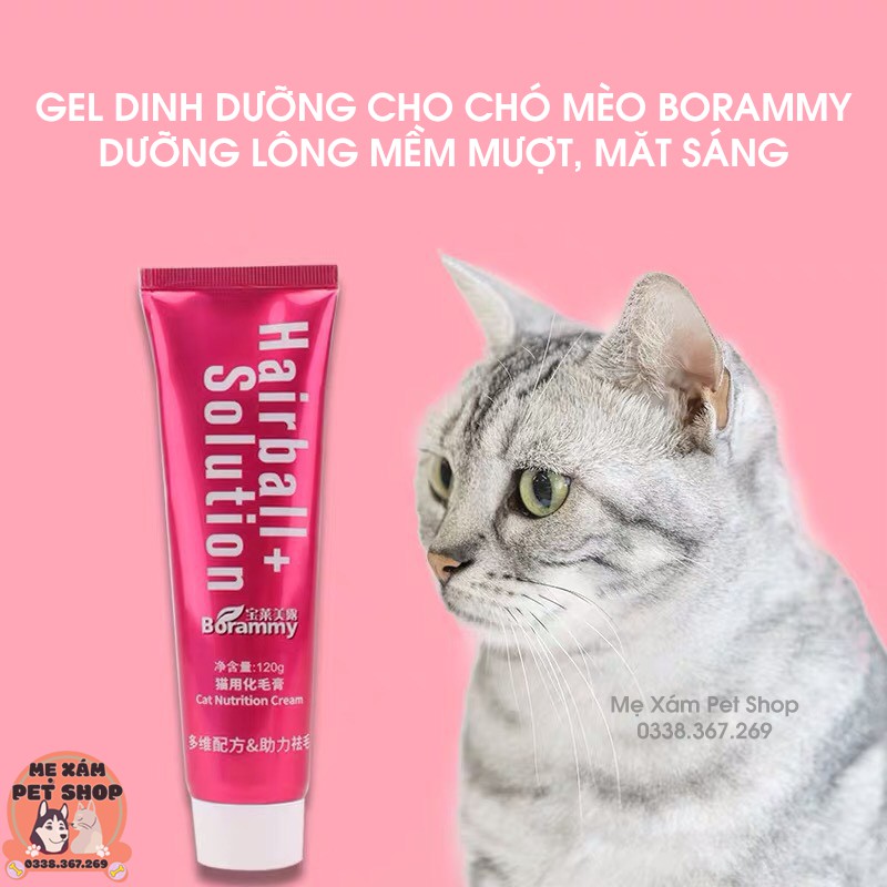 [THANH LÝ] [XẢ KHO] Gel dinh dưỡng Borammy Đỏ⭐𝗖𝗛𝗜́𝗡𝗛 𝗛𝗔̃𝗡𝗚⭐𝗙𝗥𝗘𝗘 𝗦𝗛𝗜𝗣⭐đẹp lông, tốt da, ngừa búi lông cho mèo, 120g