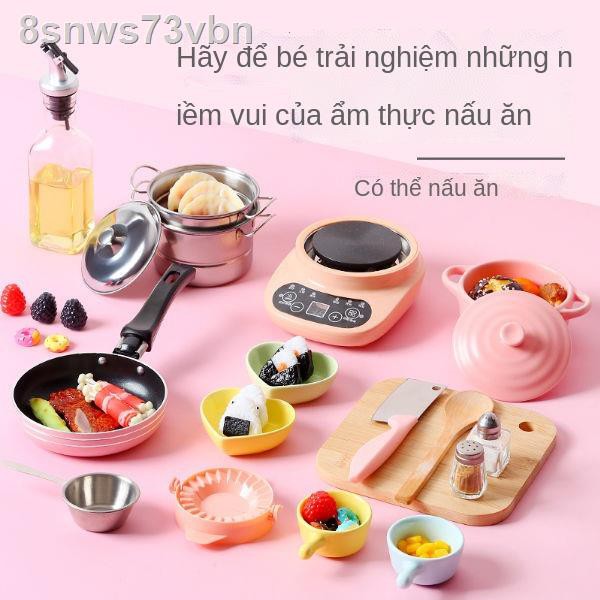 ( Sẵn)Nhà bếp mini để nấu ăn, ăn thực sự, trọn bộ đồ cho trẻ em, dụng cụ có thể chơi được, dùng nhỏ như thật, quà tặng s