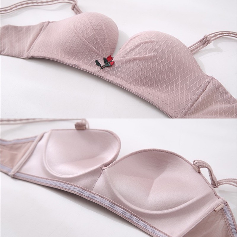Bộ lót nâng ngực Rose BL583 không gọng cúp ngang thêu hoa hồng gợi cảm | 2T Store nội y siêu sỉ