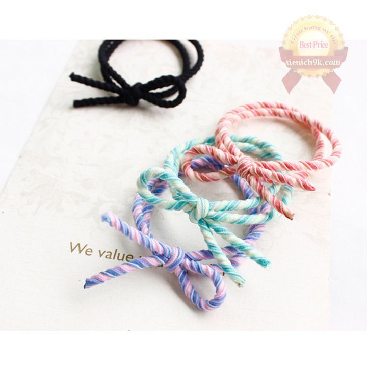 Chun buộc tóc đôi bện 2 màu kép sang trọng vintage dễ thương