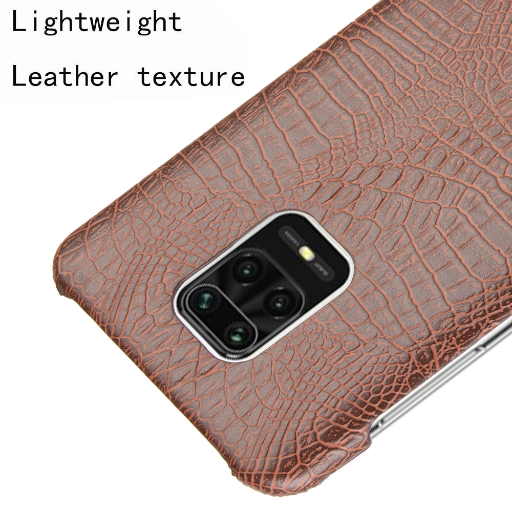 Xiaomi Poco M2 Pro Casing Fashion Crocodile Pattern Hard PC PU Leather Back Cover Hard Plastic Case Phone Cover