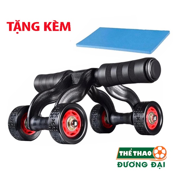 Con Lăn Tập Bụng 4 Bánh AB DOMINAL WHEEL - Tập Thể Dục, Tập Gym Tại Nhà Tặng Kèm Thảm