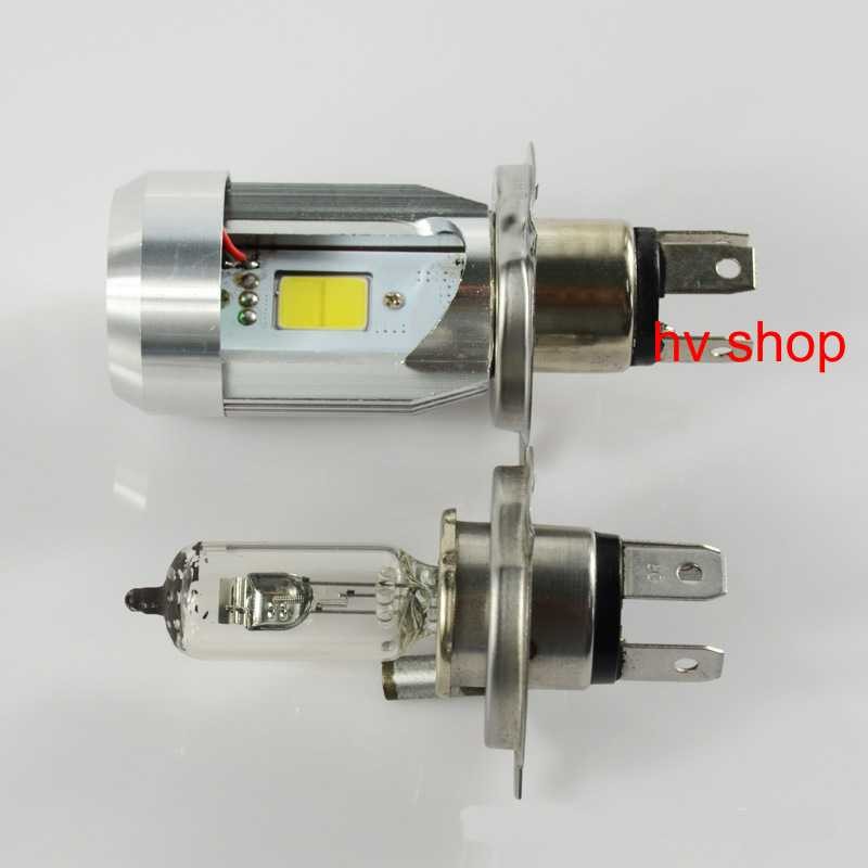 Đèn  pha led xe máy pha cos chân H4/HS1 có quạt 40W (sáng trắng) .