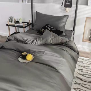 Bộ chăn ga gối cotton poly - Mẫu xám trơn.