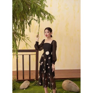 Đầm hoạ tiết đen HoiVu