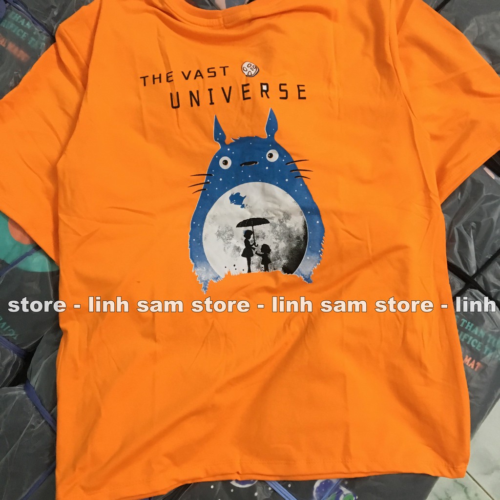 Áo thun tay lỡ nữ freesize phông form rộng dáng Unisex, mặc lớp, nhóm, cặp in chữ THE VAST hình TOTORO màu cam | BigBuy360 - bigbuy360.vn