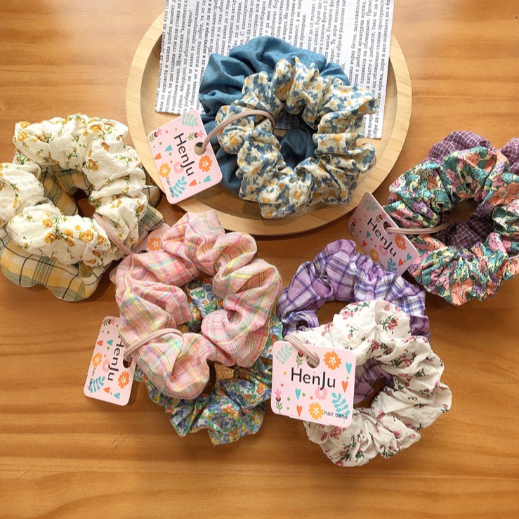 Dây Buộc Tóc Co Giãn Họa Tiết Hoa Thời Trang Cho Nữ Hair Scrunchies