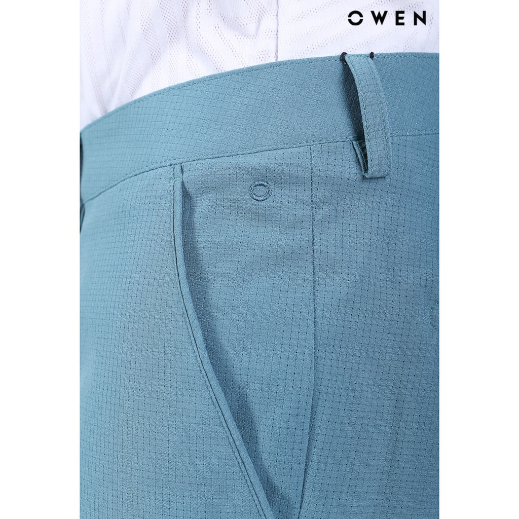 Quần short nam Owen Trendy màu xanh caro đục lỗ - SK90249-MA
