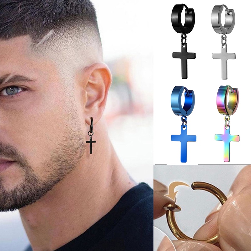 Hoa Tai Hình Thánh Giá Bằng Thép Không Gỉ Phong Cách Rock Cho Nam Và Nữ