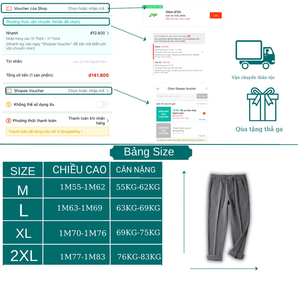 Quần âu CẠP CHUN cấp công sở Hàn Quốc ống suông, quần baggy nam ống rộng dáng âu phong cách ulzzang