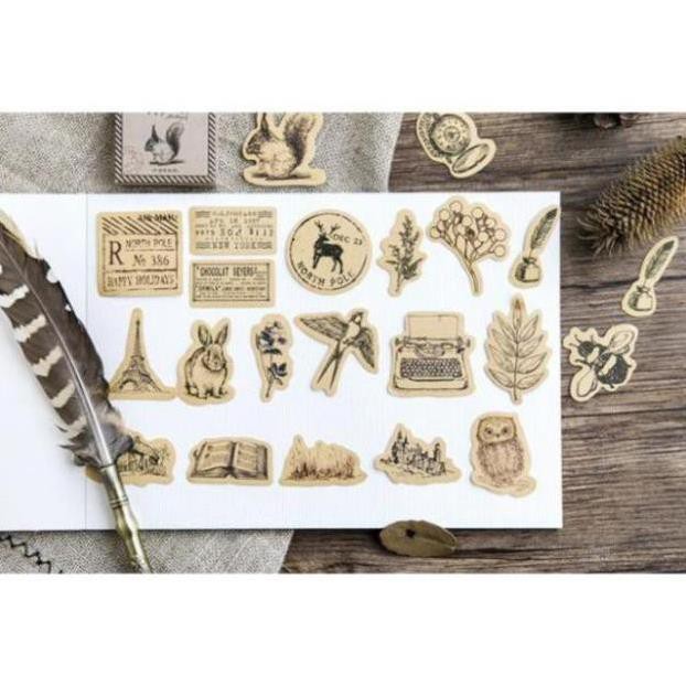 Bộ 46 Sticker tem động vật và hoa lá Trang Trí E53