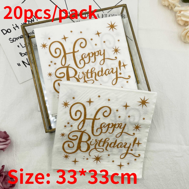 Set 20 Khăn Ăn In Chữ Happy Birthday Dùng Một Lần Trang Trí Tiệc