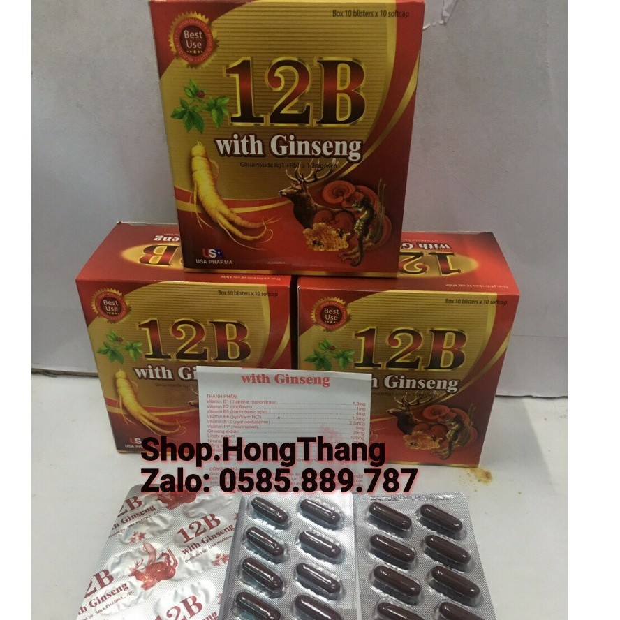 ✅ (CHÍNH HÃNG)Viên tăng lực nhân sâm 12B With Ginseng – Giúp bồi bổ cơ thể, ăn ngủ ngon, cho người suy nhược, sau bệnh.