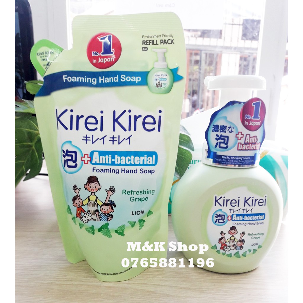 Bọt rửa tay diệt khuẩn Kirei Kirei Nho Xanh