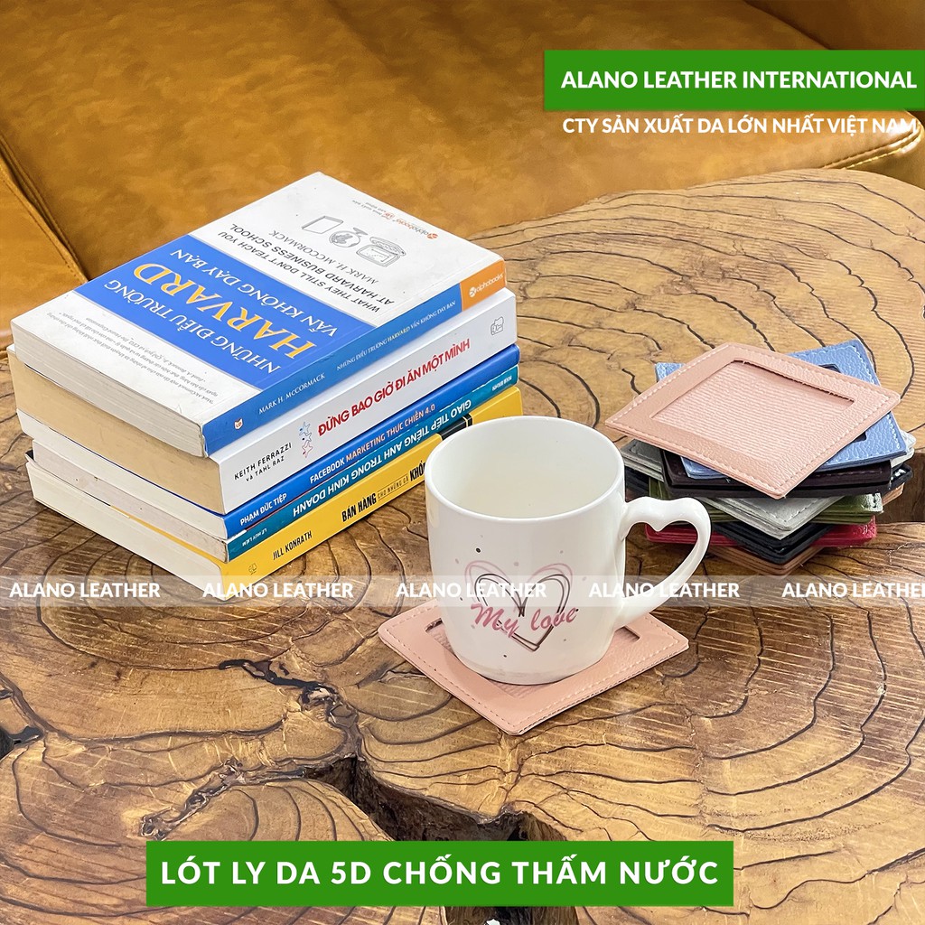 [COMBO 6 MIẾNG màu ngẫu nhiên ]  LÓT LY DA 5D CHỐNG THẤM NƯỚC CAO CẤP