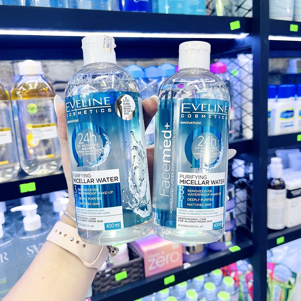 Nước Tẩy Trang Sạch Sâu Cho Da Hỗn Hợp Da Dầu EVELINE Purifying Micellar Water 400ml - Có Tem Phụ
