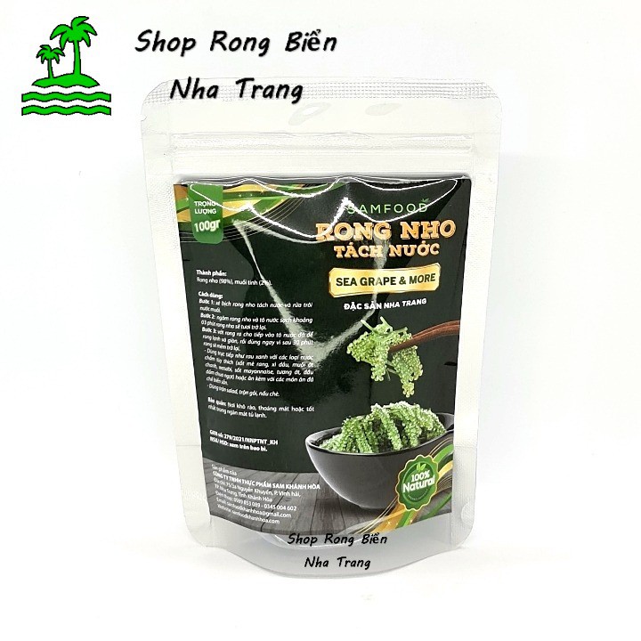 Rong nho tách nước Sam Food 1 ký 10 gói 100g - Tặng 1 chai và 1 gói nước sốt chua ngọt