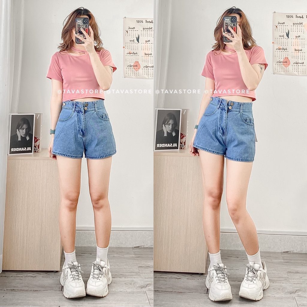 Áo croptop cổ chéo