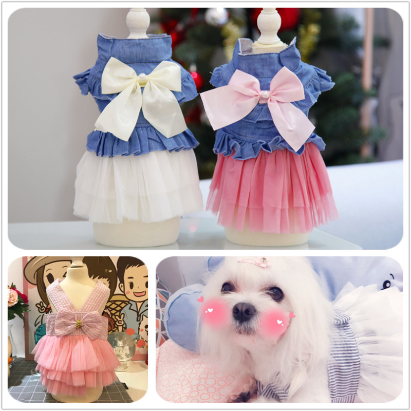 Đầm xòe kẻ sọc dễ thương nhiều màu tùy chọn cho thú cưng