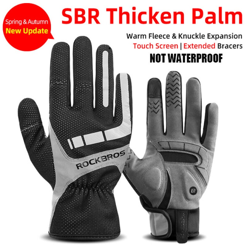 Găng tay Rockbros S233 chống gió/chống nước cảm ứng màn hình unisex dùng khi đi xe đạp MTB/mô tô/xe scooter điện