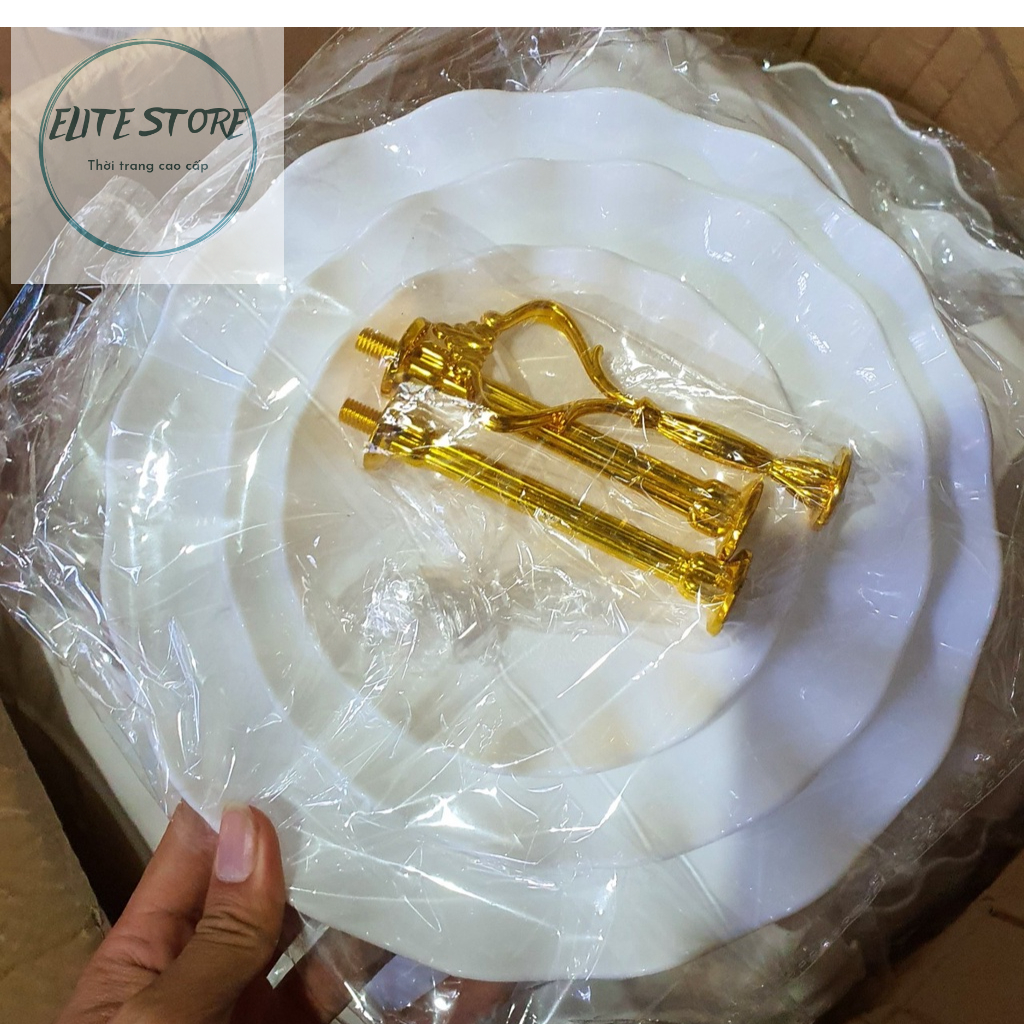 Khay đĩa đựng bánh kẹo 3 tầng loại To- Khay 3 tầng đưng bánh kẹo đám cưới, Decor tiệc sinh nhật