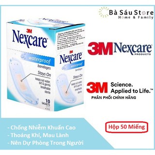 Hộp 50 miếng băng keo cá nhân chống thấm nước nexcare 3m - 2.5 x 6.5cm