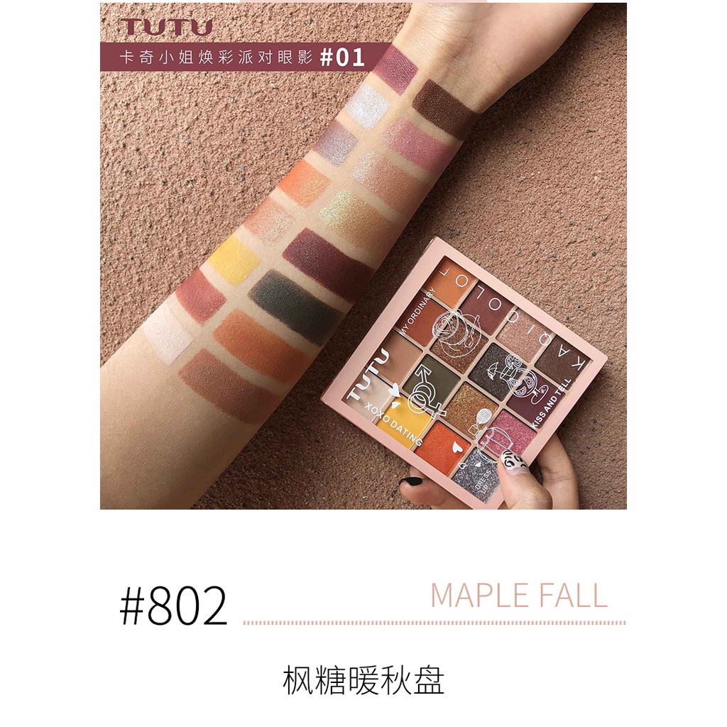 Tiệm của Hara - Bảng phấn mắt 16 ô màu TUTU KAQI COLOR PALETTE nội địa Trung đa dạng màu sắc