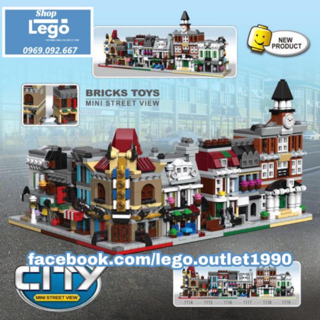 Xếp hình tòa nhà khu phố Pari nước Pháp hoa lệ Streetview Modular Lego Minifigures Decool 1114 1119