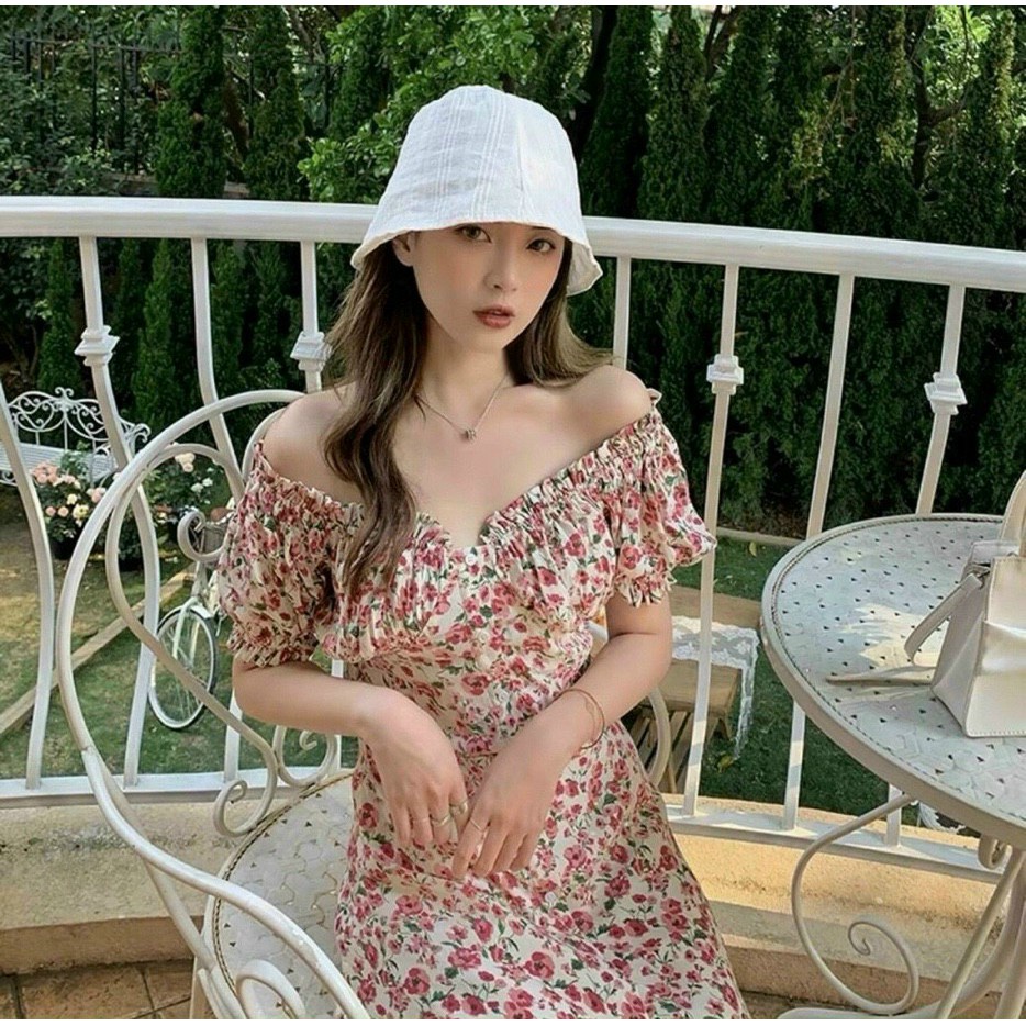 Đầm hoa nhí vintage, váy hoa nhí vintage dáng dài kèm ảnh thật | BigBuy360 - bigbuy360.vn