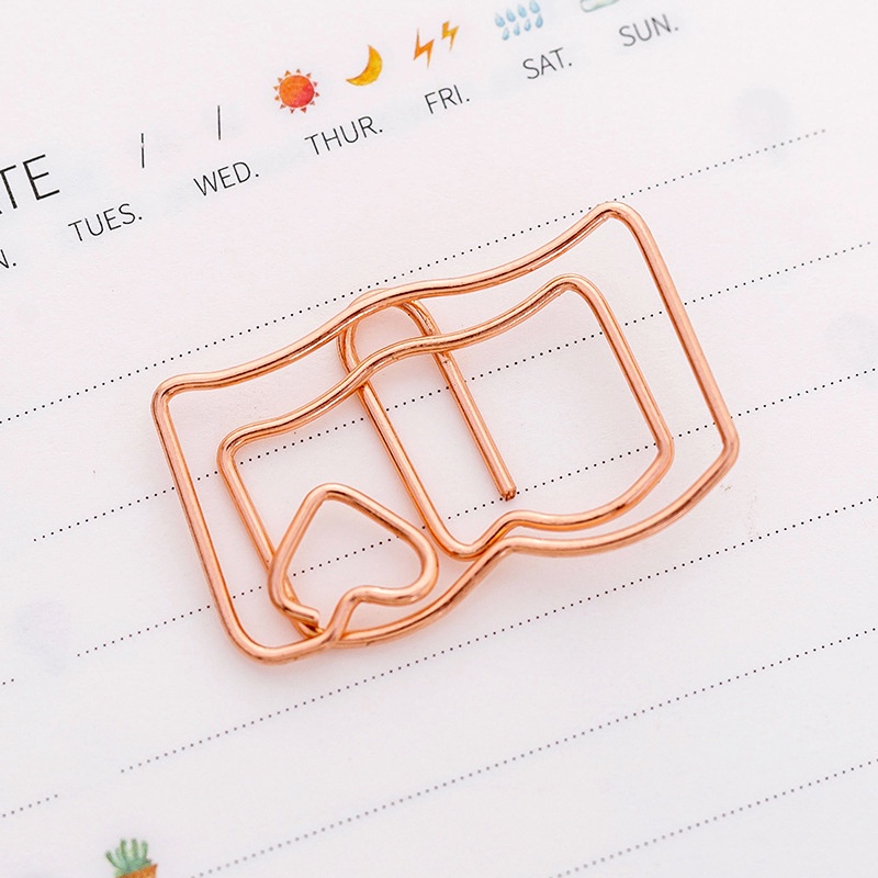 Cute cartoon metal bookmark paper clip rose gold bending pin personality simple modeling creative student bookmark folder