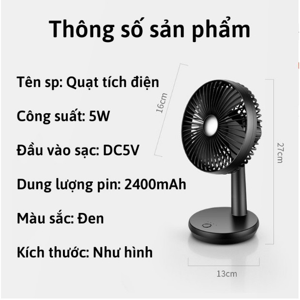 Quạt Tích Điện, Quạt Để Bàn Mini Tích Điện Tiện Dụng