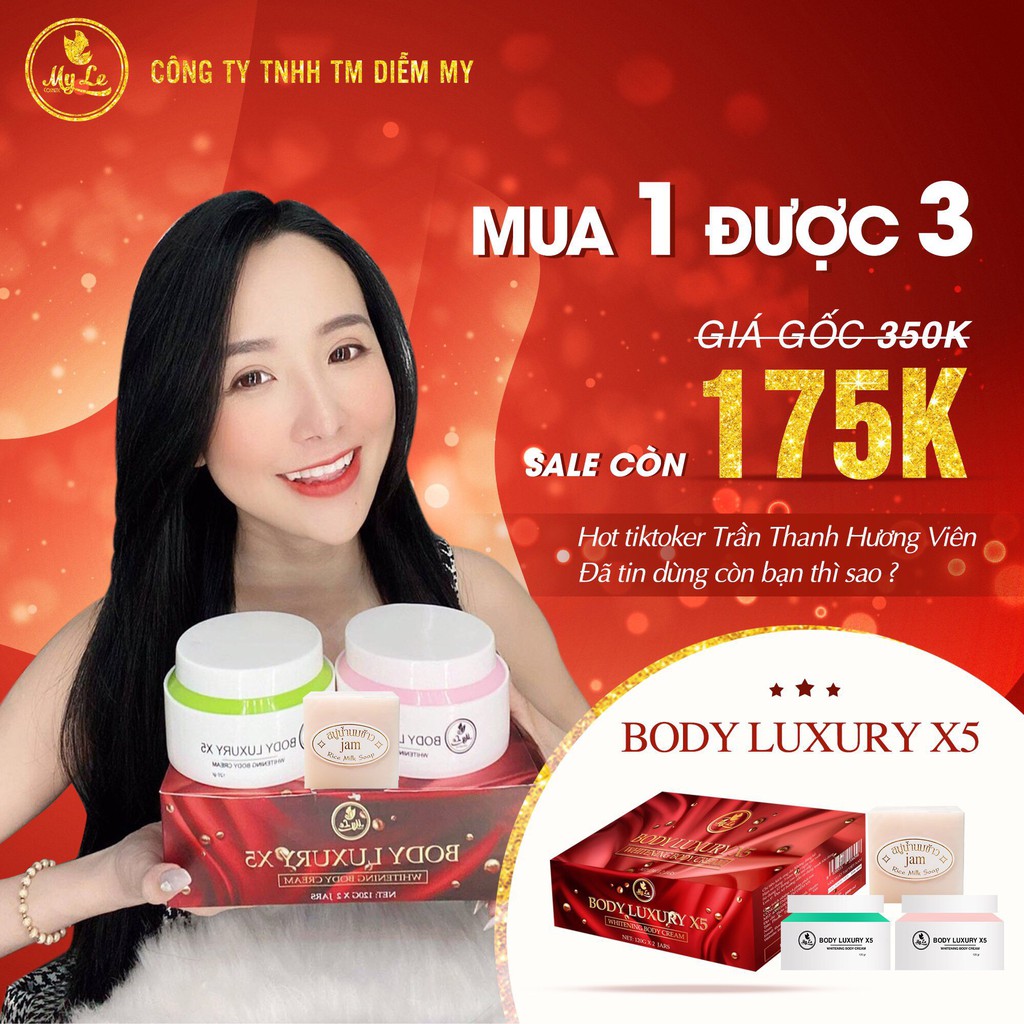 [ Bán Gía Sỉ ] Combo Kem Body Dưỡng Trắng Da Toàn Thân Luxury X5 Tặng Xà Bông Tắm Trắng