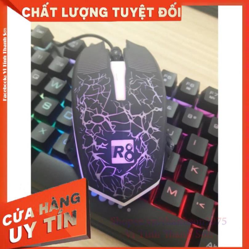 COMBO BÀN PHÍM VÀ CHUỘT R8 1910 GIẢ CƠ GAME LED 7 MÀU + TẶNG LÓT LOGITECH - Vi Tính Thanh Sơn